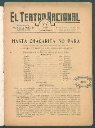 1924017800: Hasta Chacarita no para : farsa cómica en tres actos en prosa