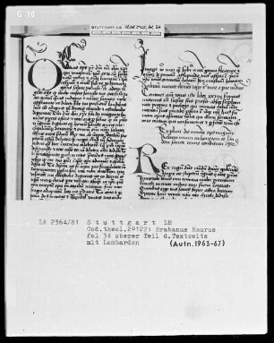 Zwei Schriften — De laudibus Sanctae Crucis — Initiale S, Folio 2 recto