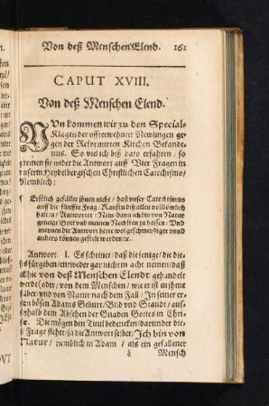 CAPUT XVIII. Von deß Menschen Elend.