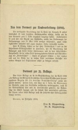 Aus dem Vorwort zur Neubearbeitung (1898)