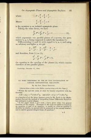 On some theorems of use in the integration of linear differential equations.