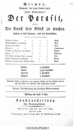Der Parasit, oder: Die Kunst sein Glück zu machen