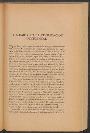 La música en la civilización occidental