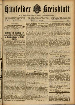 Ausgabe vom Dienstag, den 01. September 1914.