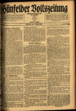 Ausgabe vom Mittwoch, den 04. August 1920.