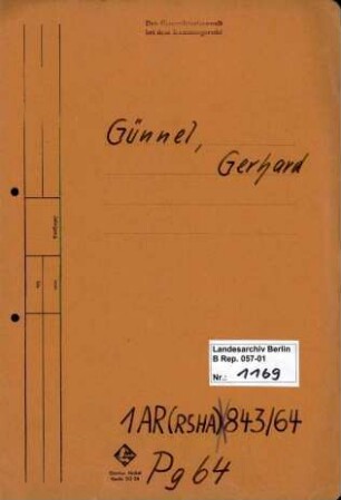 Personenheft Gerhard Günnel (*09.03.1909)