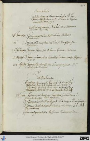 [fol. 185] Rektorat Wilhelm Jakob Rinck von Baldenstein und Prorektorat Johannes Fautsch 1647