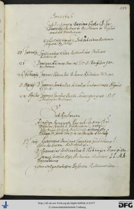 [fol. 185] Rektorat Wilhelm Jakob Rinck von Baldenstein und Prorektorat Johannes Fautsch 1647