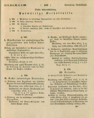 Dritte Unterabtheilung. Auswärtige Verhältnisse