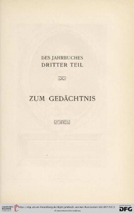 Des Jahrbuches dritter Teil. Zum Gedächtnis