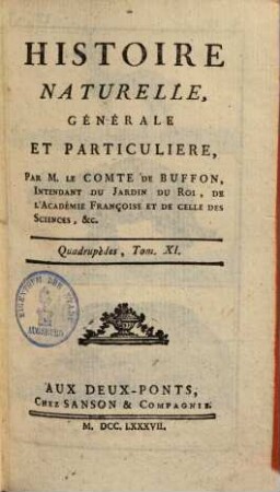 Histoire naturelle, générale et particulière, [2,]11. Quadrupèdes