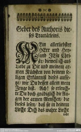 Gebet des Authoris dieses Tractätleins