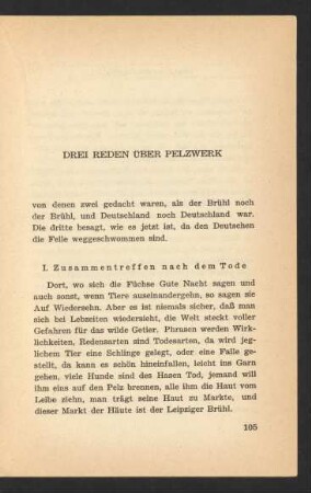 Drei Reden Über Pelzwerk