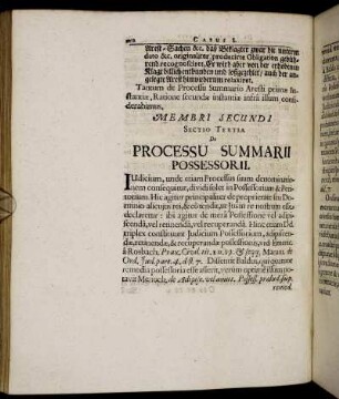 Sectio Tertia. De Processu Summarii Possessorii.