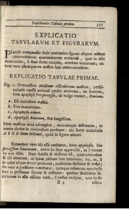 Explication Tabulæ Primæ.