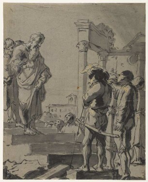 Paulus predigt auf dem Markt, Blatt 62 der Folge "Szenen aus dem Neuen Testament"