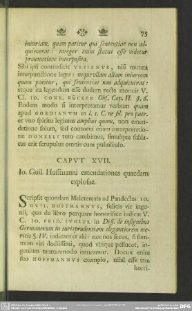 Caput XVII. Jo. Guil. Hoffmanni emendationes quaedam explosae