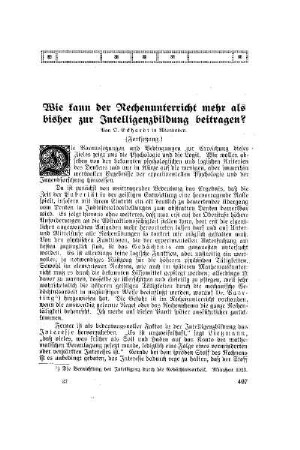 Wie kann der Rechenunterricht mehr als bisher zur Intelligenzbildung beitragen? : (Fortsetzung)