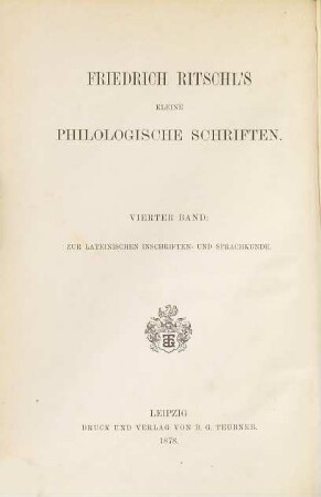Kleine philologische Schriften, 4.