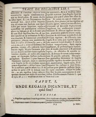 Caput. I. Unde Regalia Dicantur, Et quid sint ?