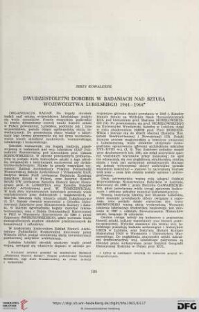 Dwudziestoletni dorobek w badaniach nad sztuką województwa lubelskiego 1944 - 1964