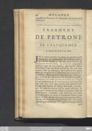 Fragment De Petrone De L'Eloqunece.