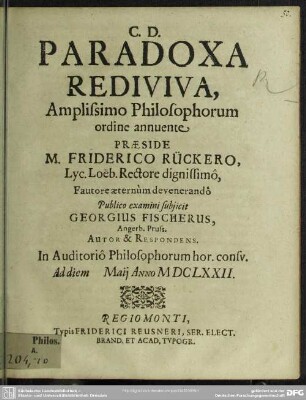 Paradoxa rediviva