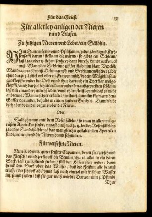 Für allerley anligen der Nieren unnd Blasen.