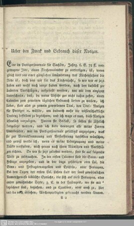 Ueber den Zweck und Gebrauch dieser Notizen.