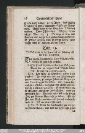 Cap. 9. Die Bekehrung in der Jugend ist viel sicherer, als die späte Bekehrung.