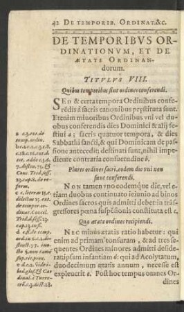 De Temporibus Ordinationum ... Titulus VIII.