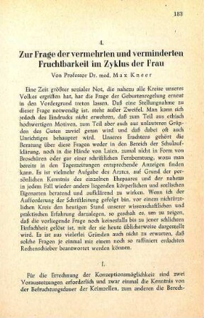 183-194 Zur Frage der vermehrten und verminderten Fruchtbarkeit im Zyklus der Frau