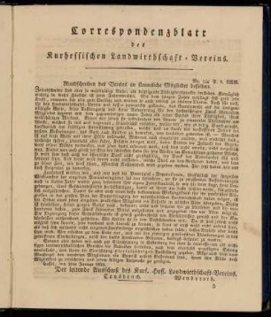 Correspondenzblatt des Kurhessischen Landwirthschaft-Vereins