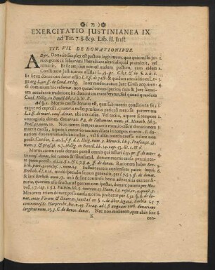 Exercitatio Iustinianea IX. ad Tit. 7. 8. & 9. Lib. II. Inst.