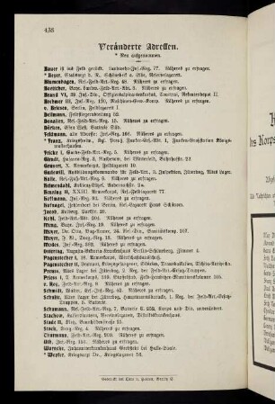 438, Veränderte Adressen