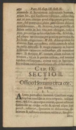 [...] Sectio II. De Officio Hominis circa corpus suum.