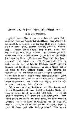 Zum 54. Rheinischen Musikfest 1877
