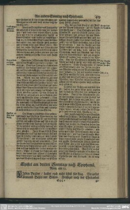 Epistel am dritten Sonntage nach Epiphaniae. Rom. am 12.