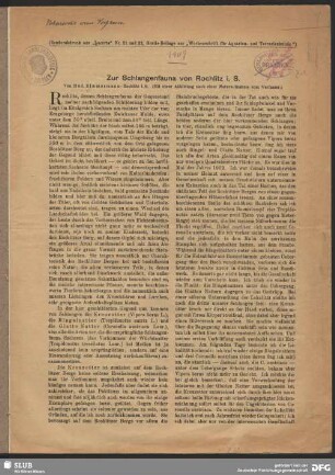 Zur Schlangenfauna von Rochlitz i. S.