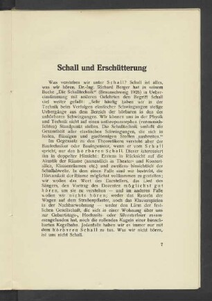 Schall und Erschütterung