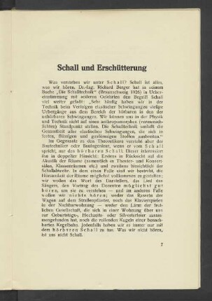 Schall und Erschütterung