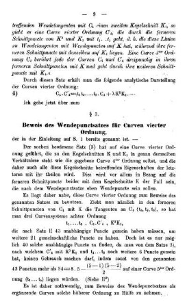 § 3. Beweis des Wendepunctsatzes für Curven vierter Ordnung.