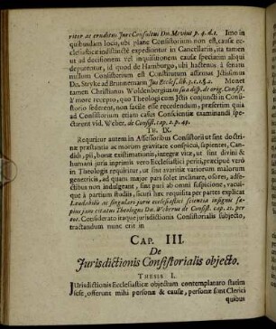 Cap. III. De Jurisdictionis Consistorialis objecto.