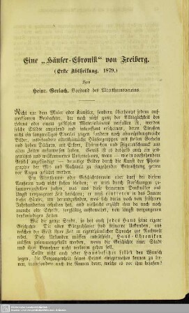 Freiberger Häuser-Chronik. (Erste Abtheilung. 1879)