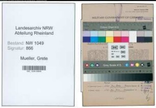 Entnazifizierung Grete Mueller , geb. 17.07.1900 ()