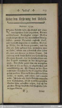 Ueber den Ursprung des Uebels