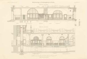 Küchenanlage des Reichstags, Berlin: Schnitte (aus: Atlas zur Zeitschrift für Bauwesen, hrsg. v. Ministerium der öffentlichen Arbeiten, Jg. 47, 1897)