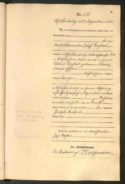 Standesamtsbuch der Stadt Aschaffenburg: Geburten 365/1900 - 184/1901
