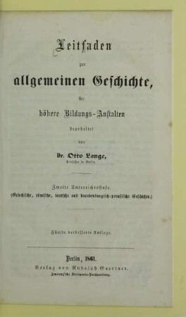 Unterrichtsstufe 2: (Griechische, römische, deutsche und brandenburgisch-preußische Geschichte)