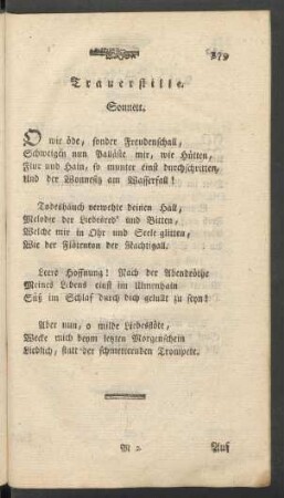 Trauerstille. Sonnett